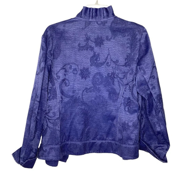 Chicos Chambray Blazer Jacket Open Front - Picture 4 of 7